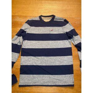 Striped Hollister Long Sleeve Crew Neck Pocket Tee Size Small